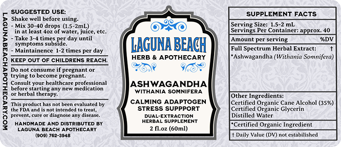 Ashwagandha Liquid Extract, Organic Tincture, 2 fl.oz.