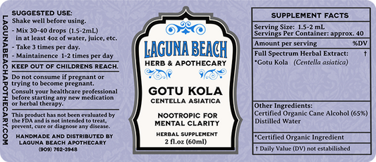 Gotu Kola Liquid Extract, Organic Gotu Kola Tincture, 2 fl.oz.
