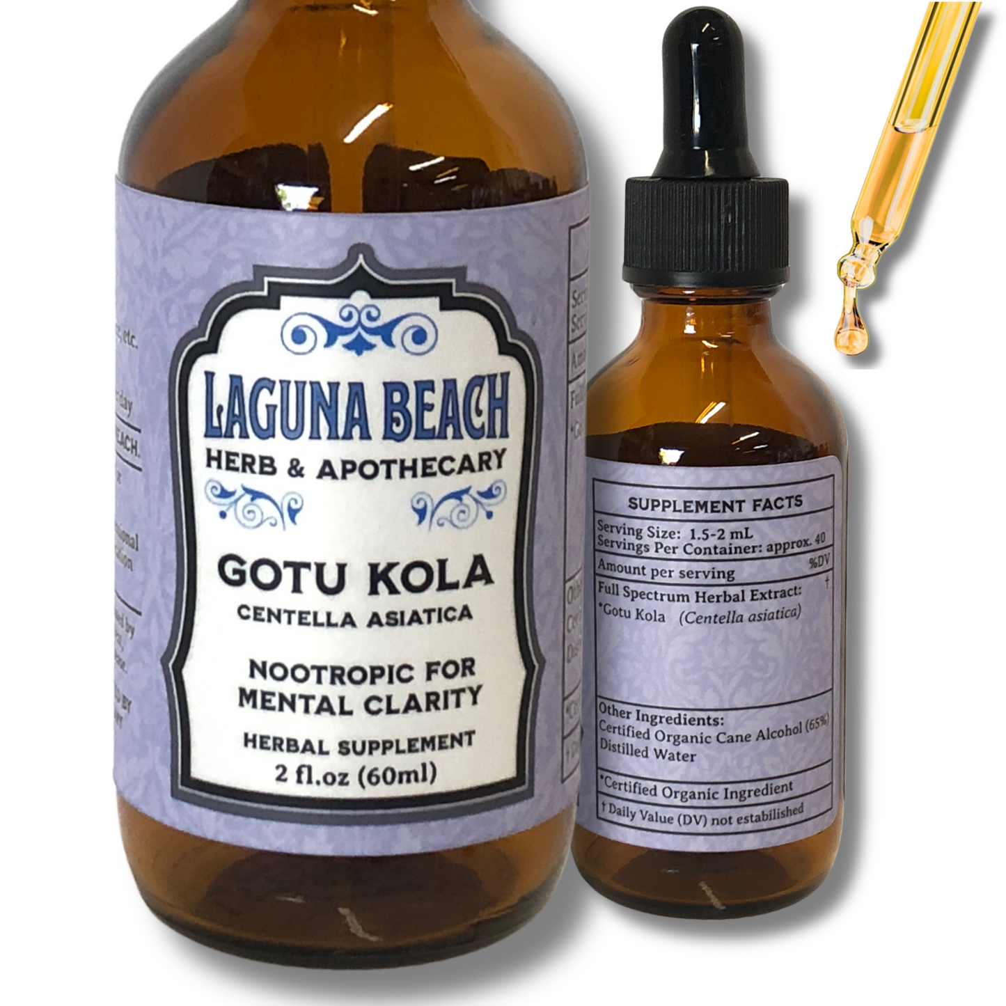 Gotu Kola Liquid Extract, Organic Gotu Kola Tincture, 2 fl.oz.
