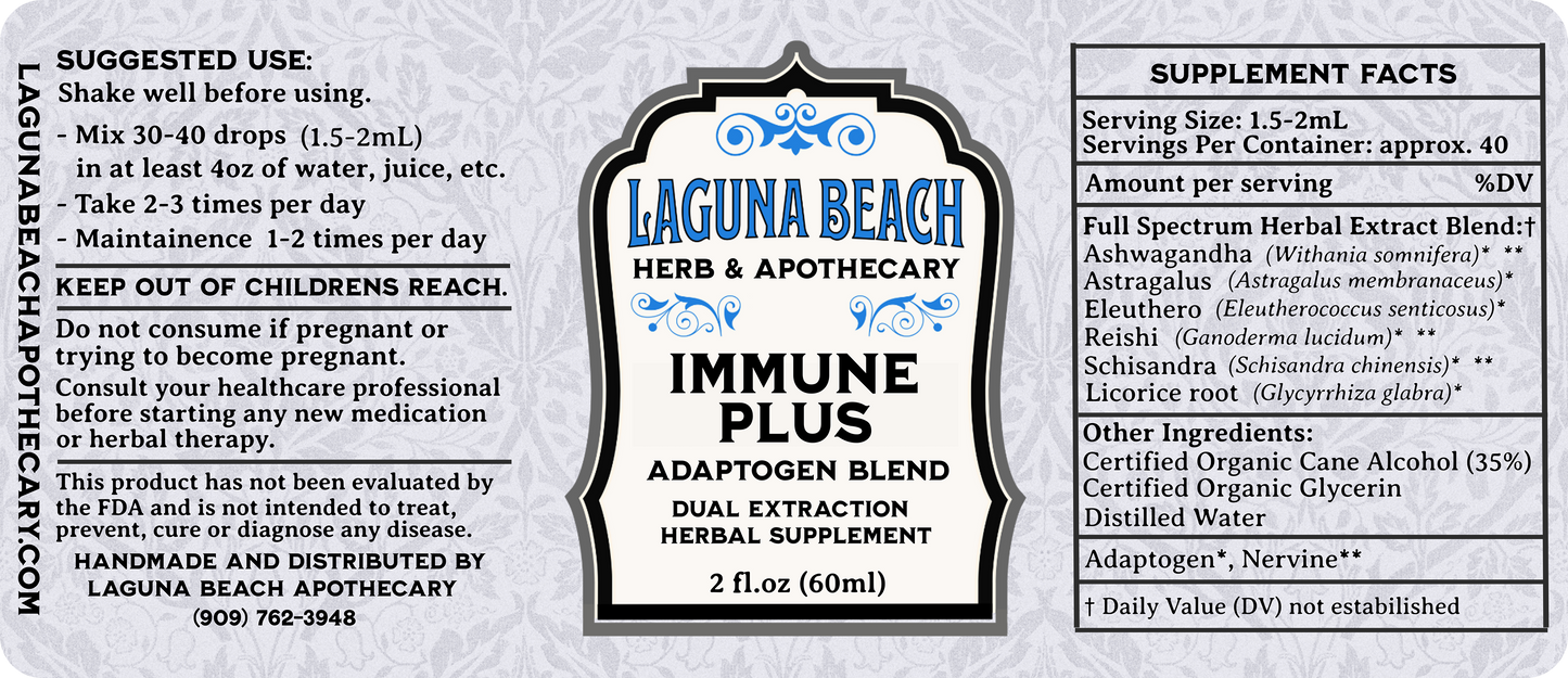 Immune Plus Liquid Extract, Organic Herbal Tincture, 2 fl.oz.
